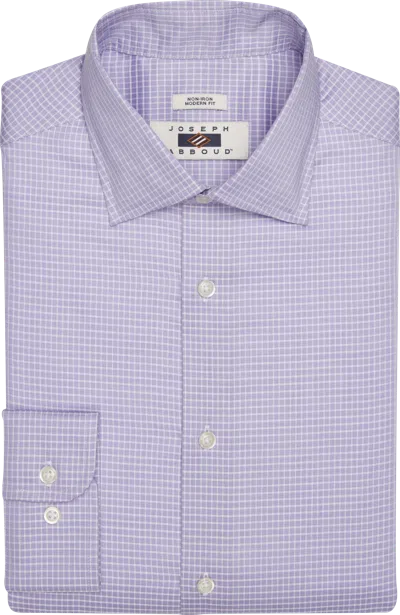 Joseph Abboud Modern Fit Check Spread Collar Dress Shirt In Purple