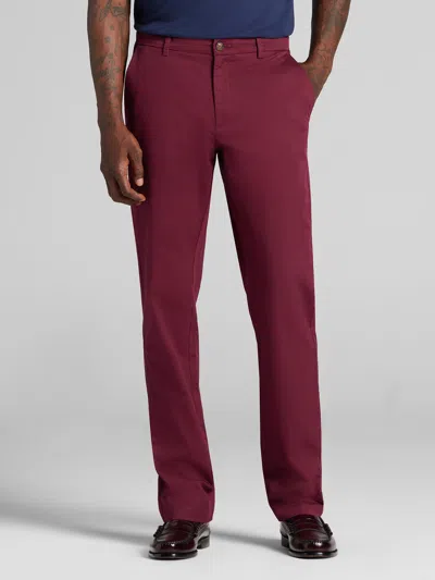 Joseph Abboud Modern Fit Comfort Stretch Chinos Pantone Windsor Purple Wine - Size: 32w X 32l In Burgundy