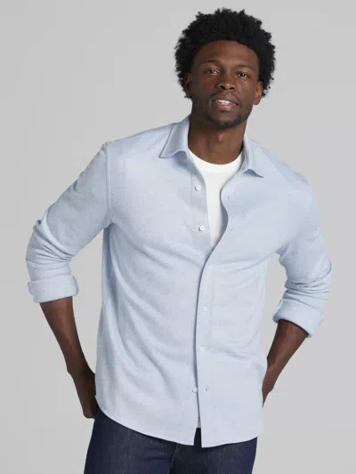 Joseph Abboud Modern Fit Heathered Twill Overshirt In Blue