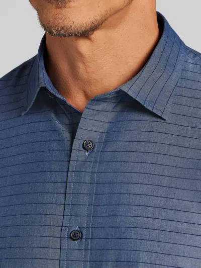 Joseph Abboud Modern Fit Horizontal Stripe Button Up Shirt In Blue