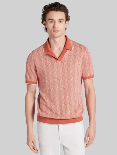 Joseph Abboud Modern Fit Jacquard Camp Collar Polo Sweater In Neutral