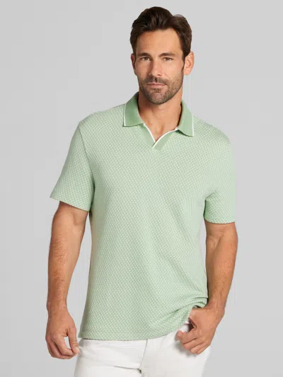 Joseph Abboud Modern Fit Jacquard Knit Johnny Collar Polo In Green
