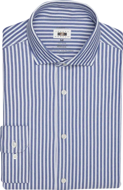 Joseph Abboud Modern Fit Knit Bengal Stripe 4-way Stretch Dress Shirt In Blue