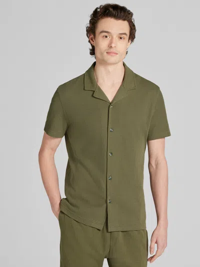 Joseph Abboud Modern Fit Knit Short Sleeve Camp Shirt In Green
