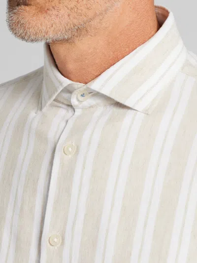 Joseph Abboud Modern Fit Linen Blend Button Up Shirt In Neutral