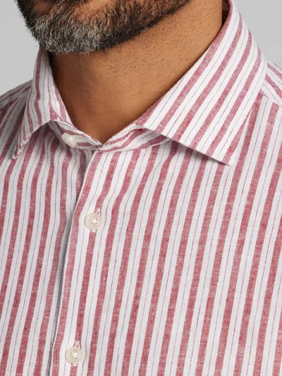 Joseph Abboud Modern Fit Linen Blend Button Up Shirt In Red