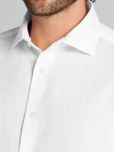Joseph Abboud Modern Fit Linen Blend Button Up Shirt In White