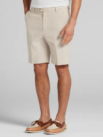 Joseph Abboud Modern Fit Linen Blend Shorts In Neutral