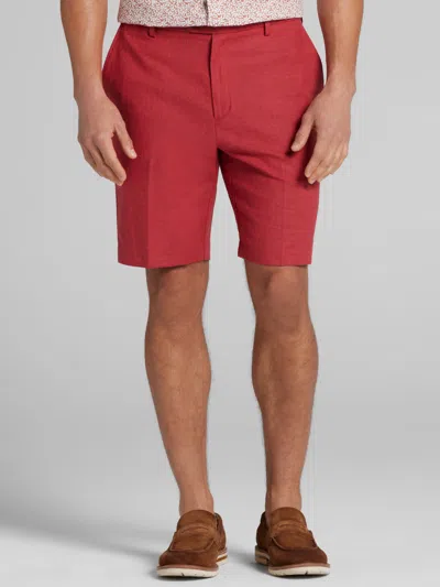 Joseph Abboud Modern Fit Linen Blend Shorts In Red