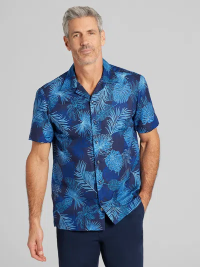 Joseph Abboud Modern Fit Palm Frond Button Up Shirt In Blue