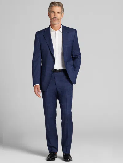 Joseph Abboud Big & Tall Modern Fit Plaid Men's Suit In Blue