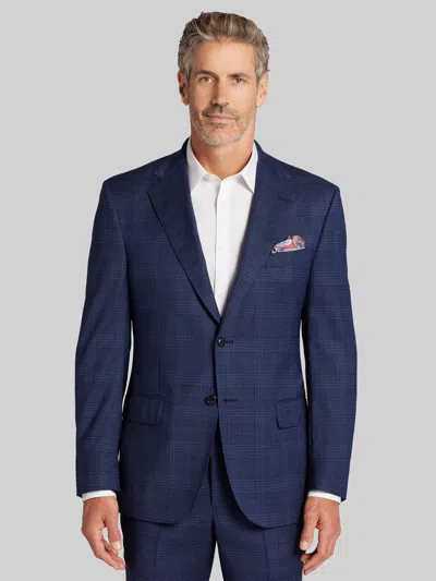 Joseph Abboud Big & Tall Modern Fit Plaid Men's Suit Jacket In Blue