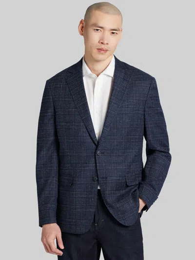 Joseph Abboud Modern Fit Plaid Sport Coat Navy Plaid - Size: 46 Regular In Blue