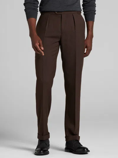 Joseph Abboud Modern Fit Pleated Dress Pants Chocolate - Size: 42w X 32l In Brown