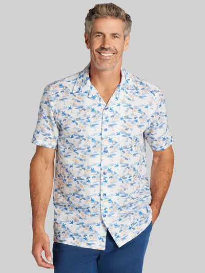 Joseph Abboud Modern Fit Sailboat Camp Shirt In White