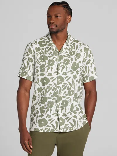 Joseph Abboud Modern Fit Short Sleeve Camp Shirt In Green