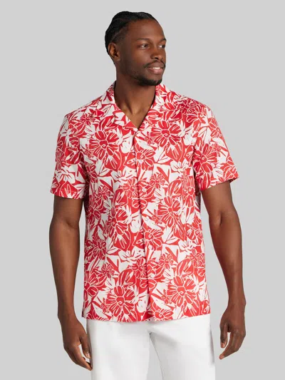 Joseph Abboud Modern Fit Tropical Floral Button Up Shirt In Red