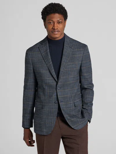 Joseph Abboud Modern Fit Windowpane Plaid Sport Coat Dark Navy - Size: 40 Short In Blue