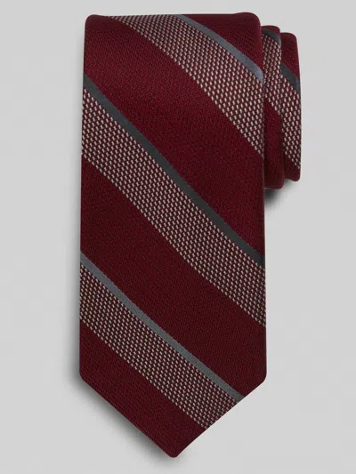 Joseph Abboud Narrow Dot Stripe Tie Burgundy - Size: One Size In Red