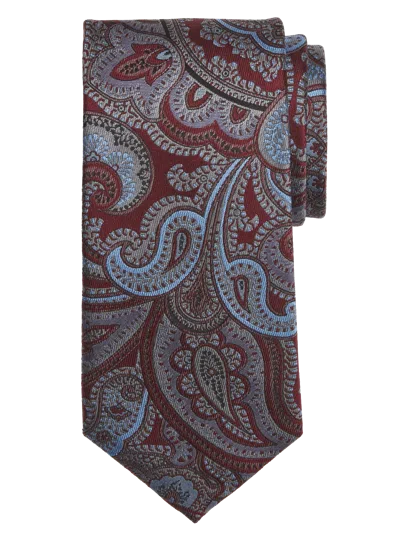 Joseph Abboud Narrow Giga Paisley Tie Burgundy - Size: One Size In Red