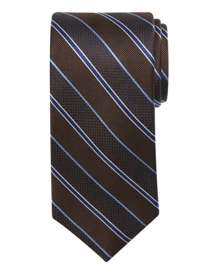 Joseph Abboud Narrow Multi-texture Stripe Tie In Brown