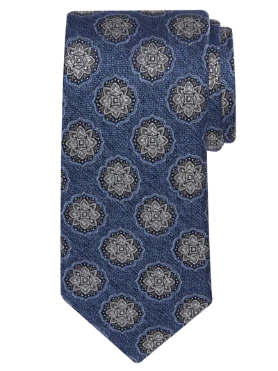 Joseph Abboud Narrow Textural Medallion Tie In Blue