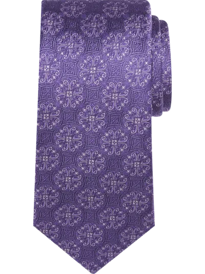 Joseph Abboud Narrow Tonal Medallion Tie In Purple