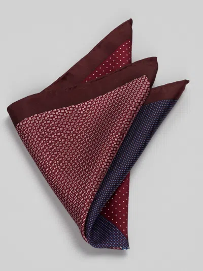 Joseph Abboud Neat Quartered Pocket Square Burgundy - Size: One Size In Multi