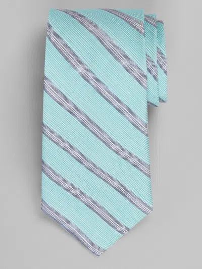 Joseph Abboud Oxford Bar Stripe Tie Aqua - Size: One Size In Metallic