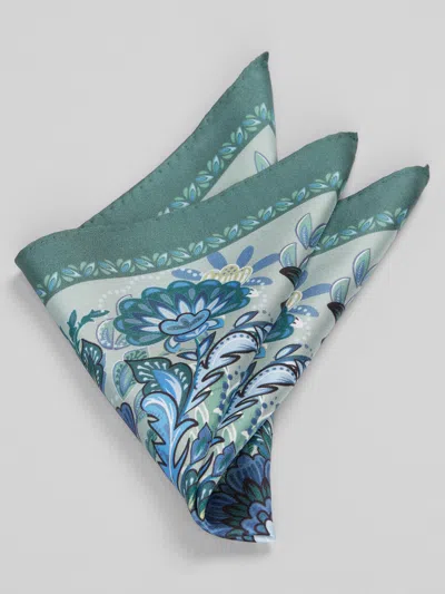 Joseph Abboud Painterly Paisley Pocket Square In Metallic