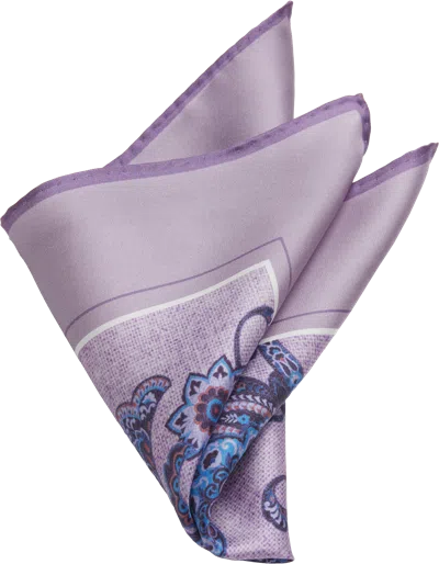 Joseph Abboud Paisley Botanical Silk Pocket Square Lilac - Size: One Size