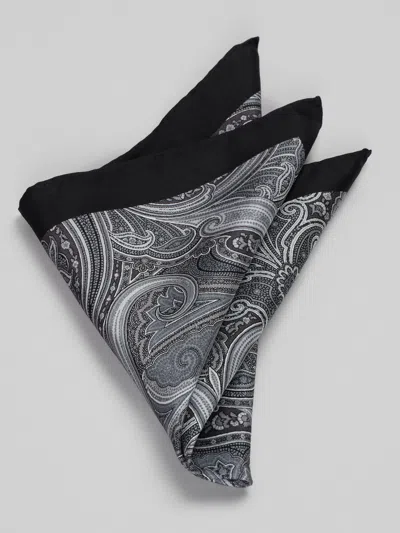 Joseph Abboud Paisley Pocket Square In Black