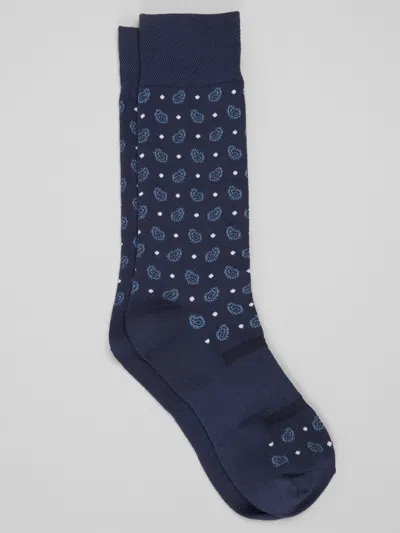 Joseph Abboud Performance Paisley And Dot Dress Socks, 1-pair In Blue