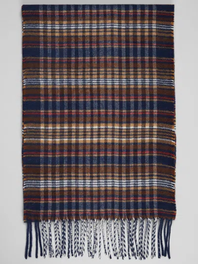 Joseph Abboud Plaid Twisted Fringe Scarf Camel - Size: One Size