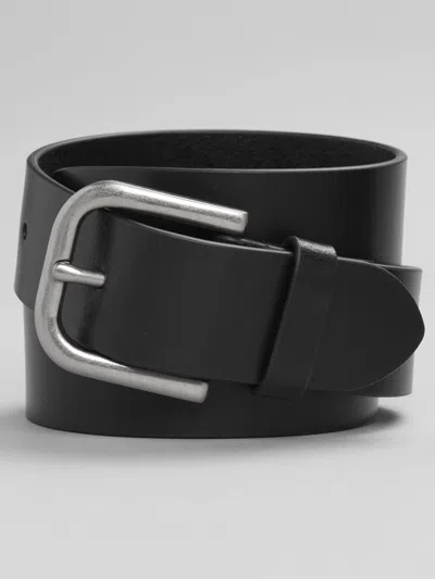Joseph Abboud Raw Edge Leather Jean Belt In Black