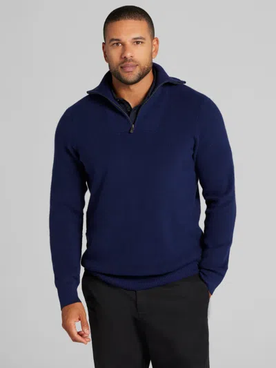 Joseph Abboud Ribbed Quarter Zip Sweater In Blue
