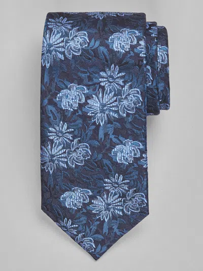 Joseph Abboud Scribbled Floral Tie In Blue