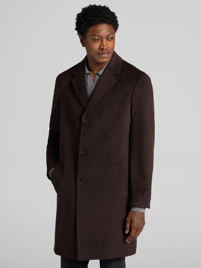 Joseph Abboud Signature Wool Blend Overcoat Dark In Brown