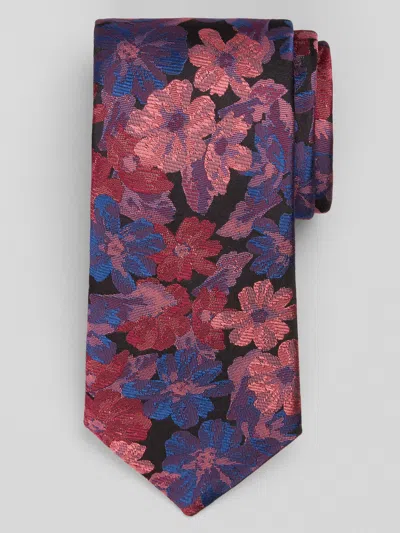 Joseph Abboud Splotch Floral Tie Burgundy - Size: One Size In Dark Red