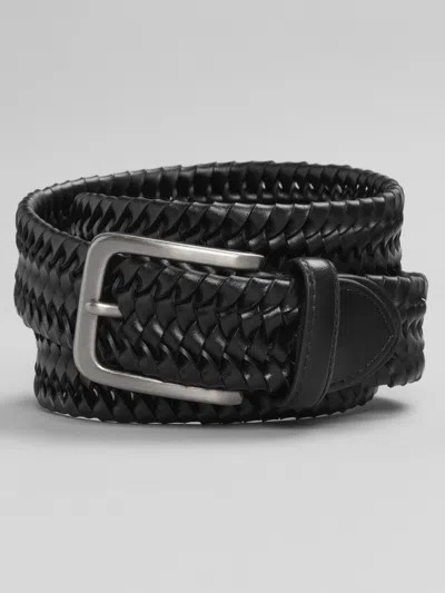 Joseph Abboud Stretch Leather Braided Belt In Black