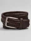 Joseph Abboud Stretch Leather Braided Belt In Brown