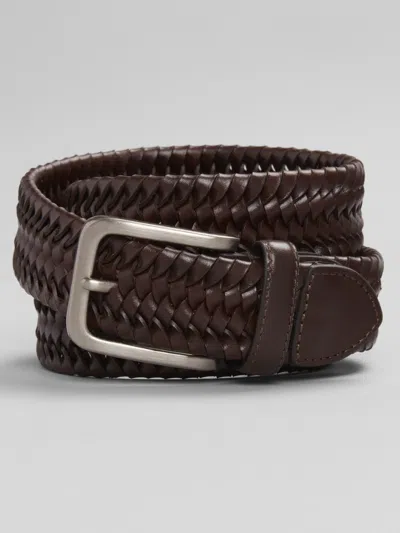 Joseph Abboud Stretch Leather Braided Belt In Brown