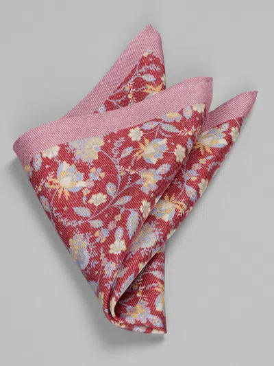Joseph Abboud Textural Blooms Silk Pocket Square Burgundy - Size: One Size In Purple