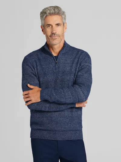 Joseph Abboud Textural Stripe Quarter Zip Sweater In Blue
