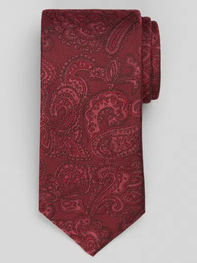 Joseph Abboud Tonal Paisley Silk Tie Burgundy - Size: One Size In Red