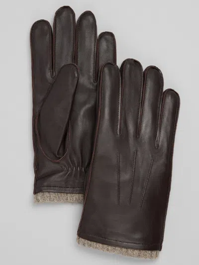 Joseph Abboud Touch Tech Leather Gloves In Brown