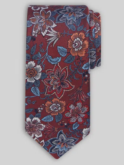 Joseph Abboud Woodland Floral Tie Burgundy - Size: One Size