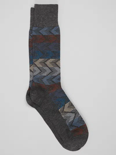 Joseph Abboud Zigzag Argyle Dress Socks, 1-pair In Gray