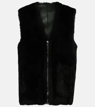 Joseph Aberavon Reversible Shearling Vest In Black