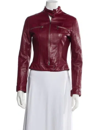 Pre-owned Joseph Acetate Biker Jacket In Red